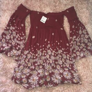 Red Urban Outfotters Off-the-Shoulder Dress